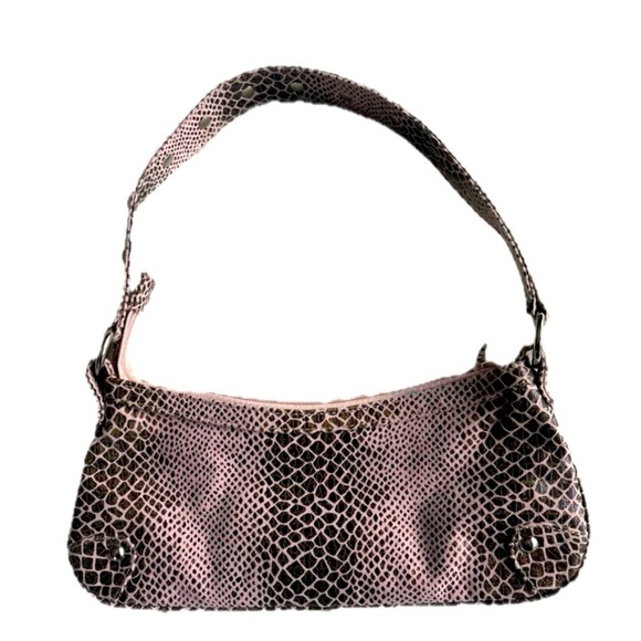 Nine West Women’s Pink and Brown Snake Skin Patterned Shoulder Bag - Picture 1 of 6